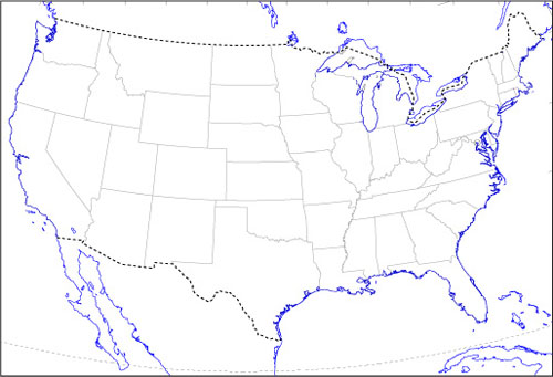 アメリカ合衆国白地図-1 Map of USA